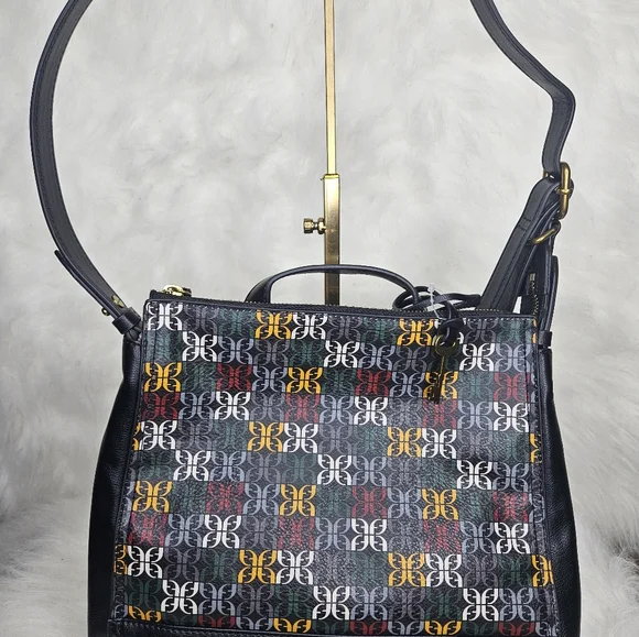 Fossil Geometric Blue and Brown Backpack with Leather Accents - Picture 2 of 10